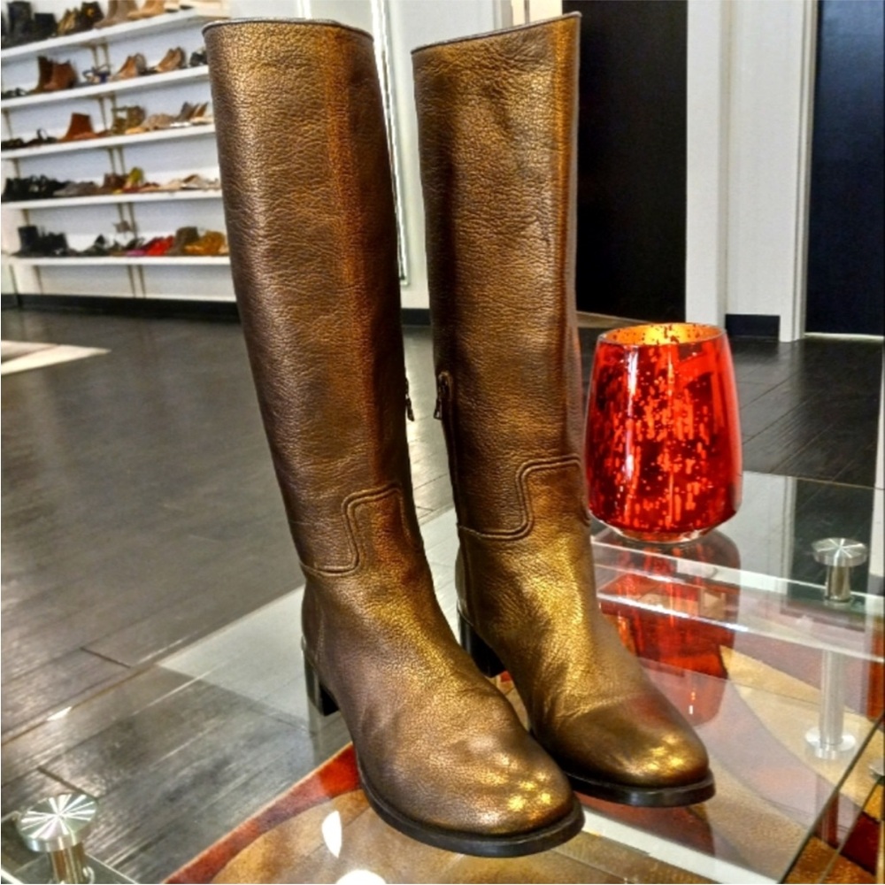 In Search of Prada Shimmering Gold Knee-High Boots (looking)